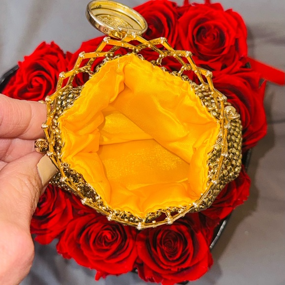 Vintage Gold Beaded Metal Mesh Minaudière Bag-Concertina Closure circa 1950-70 - Picture 5 of 12